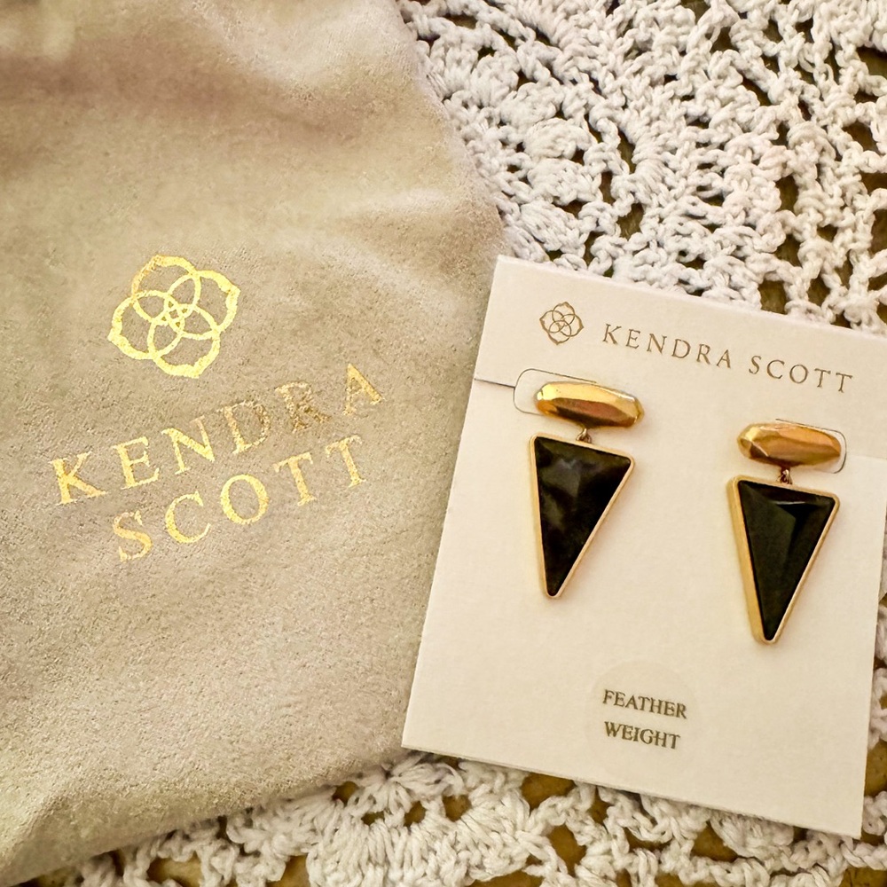 SALE! Kendra Scott Vivian Drop Earrings Golden Obsidian
